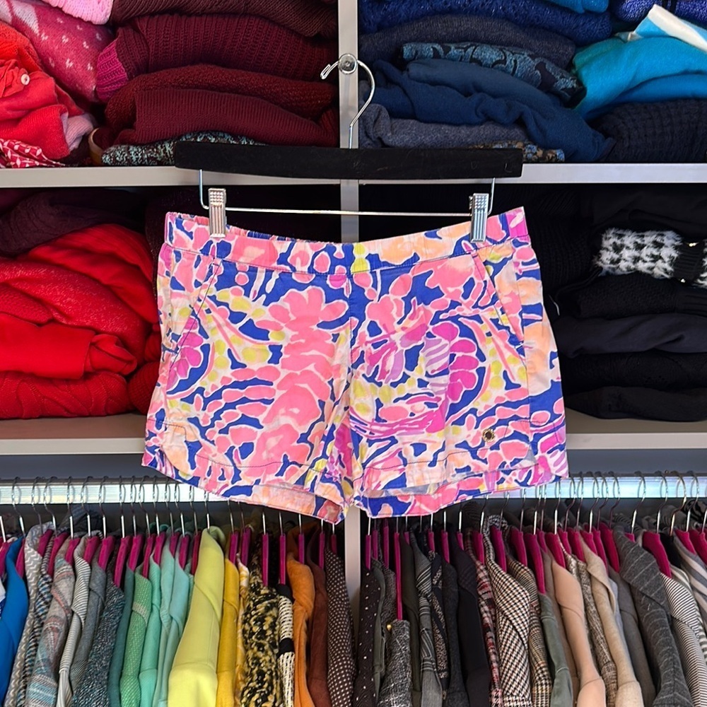 Lily Pulitzer pink/blue/yellow print shorts size XS